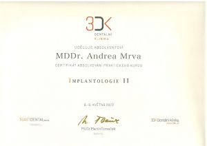 Certifikát - Implantologie II