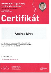 Certifikát - Tipy a triky v chirurgii a protetike